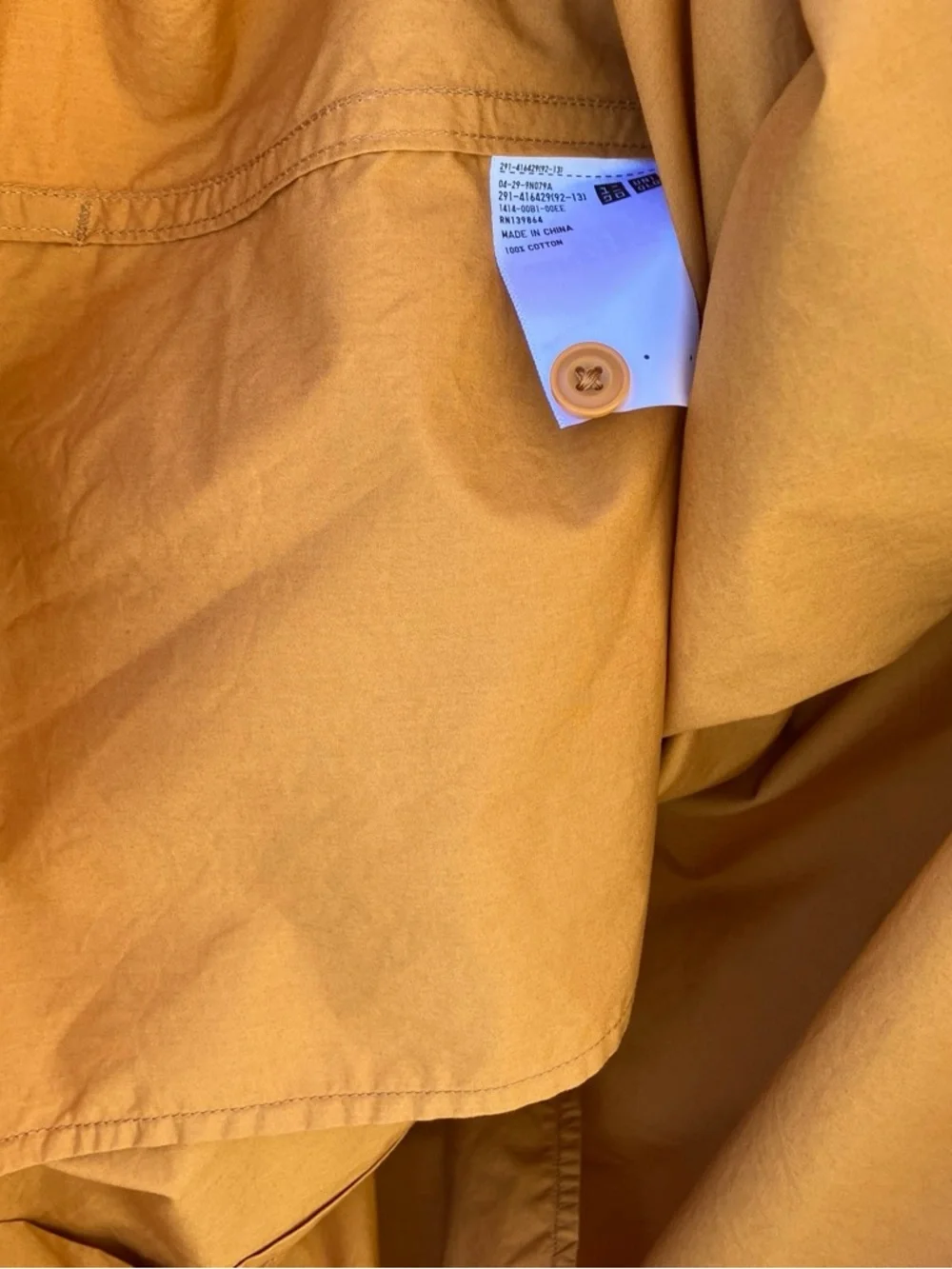 Uniqlo U V-Neck Button-Front Dress in Mustard Orange